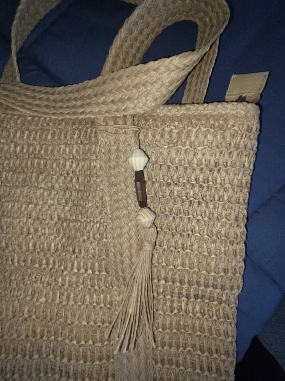 Woven Straw Tote Bag in Natural Beige - Picture 3 of 4